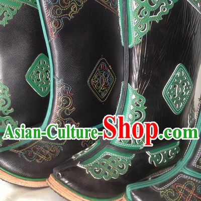 Traditional Chinese Minority Mongol Nationality Ethnic Minorities Mongolian Dance Cowhide Boots Mongolian Knee Boots Jockey Boots Tanks Boots for Men