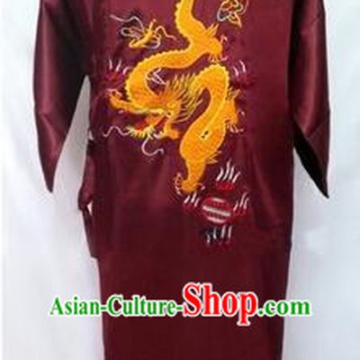 New Style Kimono Dragon Embroidered Chinese Loong Dragon Men Night Gown Leisure Clothes for Emperors Red