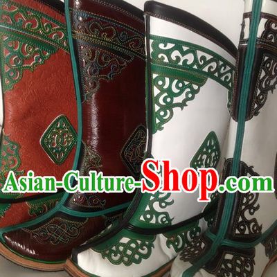 Traditional Chinese Minority Mongol Nationality Ethnic Minorities Mongolian Dance Cowhide Boots Mongolian Knee Boots Jockey Boots Tanks Boots for Men