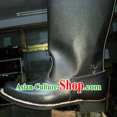 Traditional Chinese Minority Mongol Nationality Ethnic Minorities Mongolian Dance Cowhide Boots Mongolian Knee Boots Jockey Boots Tanks Boots for Men