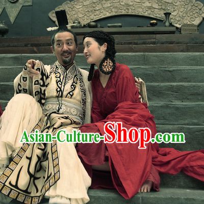 Chinese Ancient Film Costumes Emperor Long Robes and Coronet Complete Set for Men