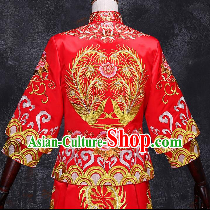 Ancient Chinese Costume Xiuhe Suits Chinese Style Wedding Dress Red Restoring Ancient Women Longfeng Dragon And Phoenix Flown Bride Toast Cheongsam Ancient Chinese Costume Xiuhe Suits Chinese Style Wedding Dress Red Restoring Ancient Women Longfeng Dragon And Phoenix Flown Bride Toast Cheongsam