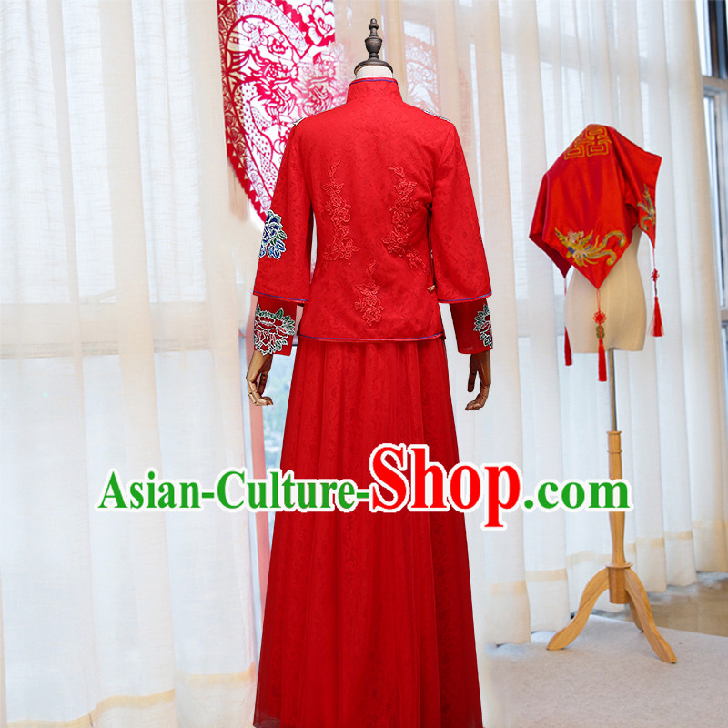 Ancient Chinese Costume Xiuhe Suits Chinese Style Wedding Dress Red Ancient Retro Embroidery Longfeng Dragon And Phoenix Flown Bride Toast Cheongsam For Women Ancient Chinese Costume Xiuhe Suits Chinese Style Wedding Dress Red Ancient Retro Embroidery Longfeng Dragon And Phoenix Flown Bride Toast Cheongsam For Women