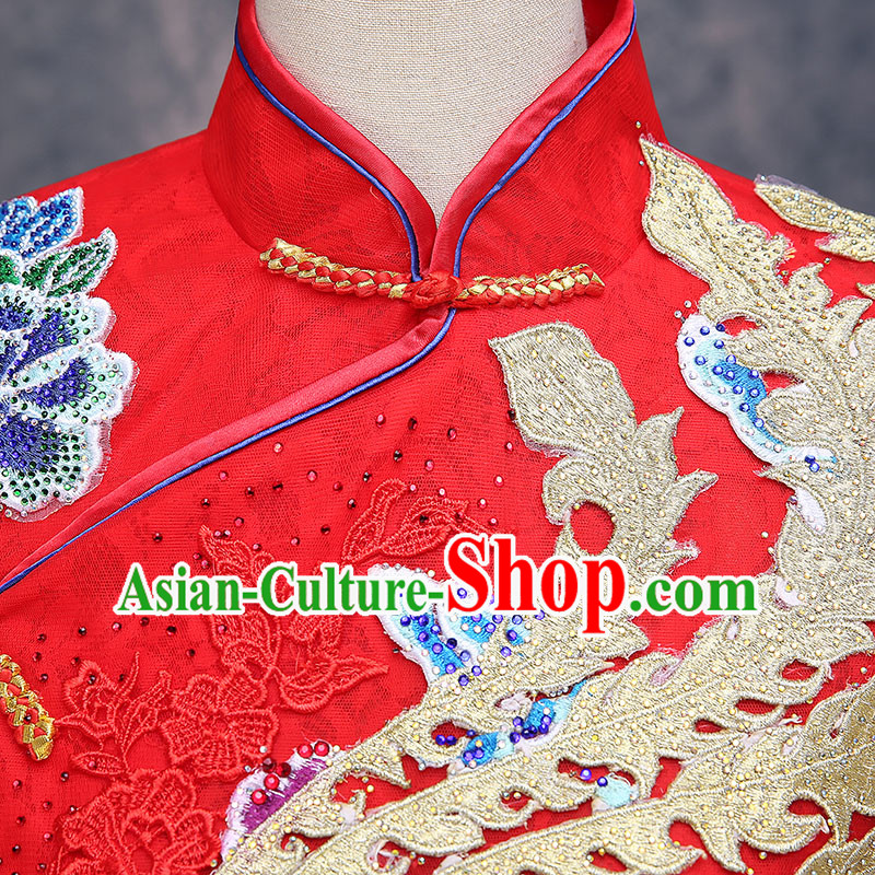 Ancient Chinese Costume Xiuhe Suits Chinese Style Wedding Dress Red Ancient Retro Embroidery Longfeng Dragon And Phoenix Flown Bride Toast Cheongsam For Women Ancient Chinese Costume Xiuhe Suits Chinese Style Wedding Dress Red Ancient Retro Embroidery Longfeng Dragon And Phoenix Flown Bride Toast Cheongsam For Women