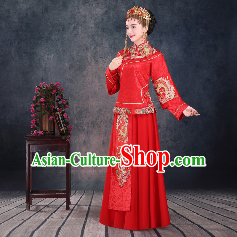 Ancient Chinese Costume Xiuhe Suits Chinese Style Wedding Dress Red Ancient Women Longfeng Dragon And Phoenix Flown Bride Toast Cheongsam Ancient Chinese Costume Xiuhe Suits Chinese Style Wedding Dress Red Ancient Women Longfeng Dragon And Phoenix Flown Bride Toast Cheongsam
