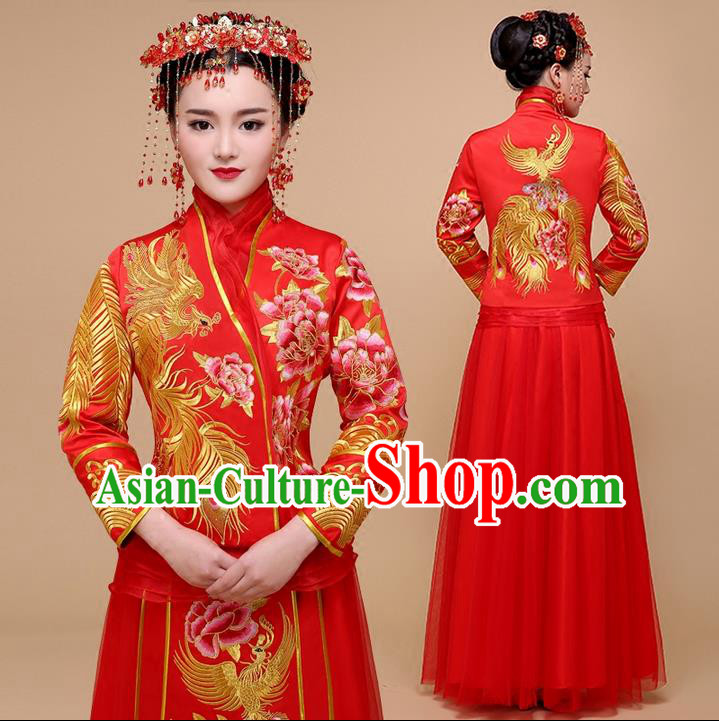 Ancient Chinese Costume Xiuhe Suits Chinese Style Wedding Dress Red Ancient Women Longfeng Dragon And Phoenix Flown Bride Toast Cheongsam Ancient Chinese Costume Xiuhe Suits Chinese Style Wedding Dress Red Ancient Women Longfeng Dragon And Phoenix Flown Bride Toast Cheongsam