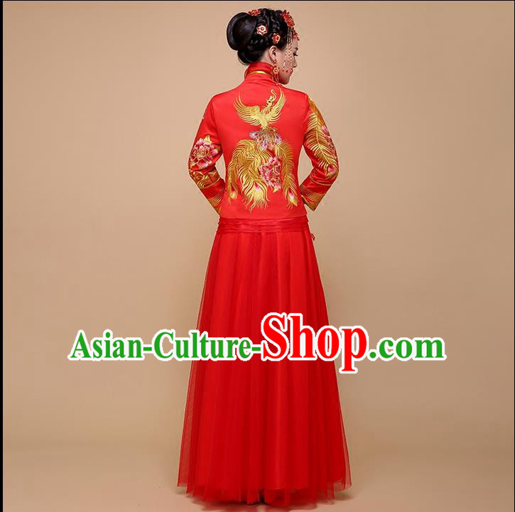 Ancient Chinese Costume Xiuhe Suits Chinese Style Wedding Dress Red Ancient Women Longfeng Dragon And Phoenix Flown Bride Toast Cheongsam Ancient Chinese Costume Xiuhe Suits Chinese Style Wedding Dress Red Ancient Women Longfeng Dragon And Phoenix Flown Bride Toast Cheongsam