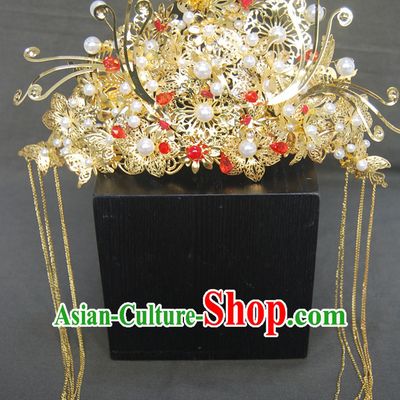 Chinese Ancient Style Hair Jewelry Accessories, Hairpins, Headwear, Headdress, Hanfu Hair Fascinators Xiuhe Bride Wedding Accessories for Women