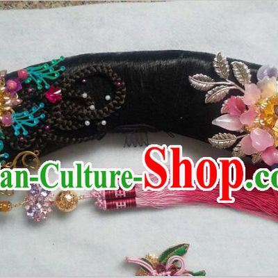 Chinese Qing Dynasty Zhen Huan An Lingrong Black Wigs and Headpieces