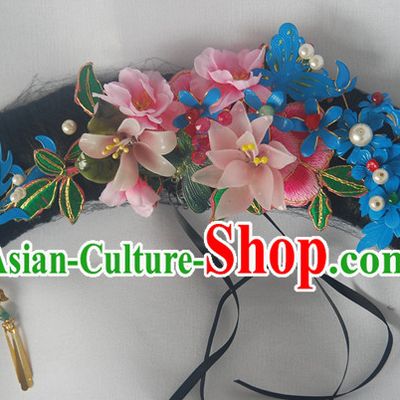 Ancient Chinese Palace Lady Qing Dynasty Wigs and Handmade Hair Accessories
