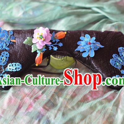 Ancient Chinese Palace Lady Qing Dynasty Wigs and Handmade Hair Accessories