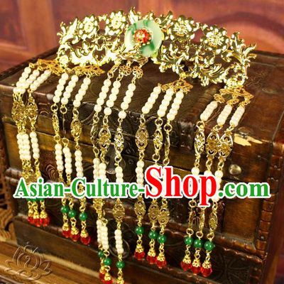Chinese Ancient Style Hair Jewelry Accessories, Hairpins, Tang Dynasty Xiuhe Suits Wedding Bride Headwear, Headdress, Imperial Empress Queen Handmade Hair Fascinators for Women