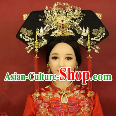 Qing Dynasty Imperial Empress Handmade Phoenix Wig and Hair Accessories