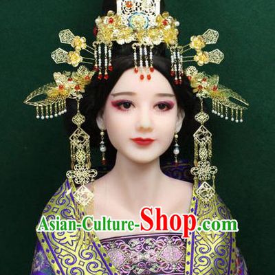Chinese Ancient Style Hair Jewelry Accessories, Hairpins, Hanfu, Wedding Bride Imperial Empress Handmade Phoenix for Women
