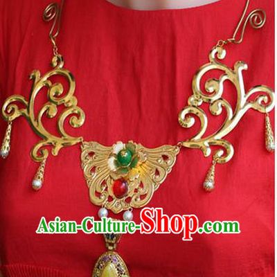 Chinese Imperial Queen Necklace, Empress Necklaces, Xiuhe Suit Necklaces, Wedding Accessories For Women