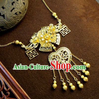 Chinese Imperial Queen Necklace, Empress Necklaces, Xiuhe Suit Necklaces, Wedding Accessories For Women
