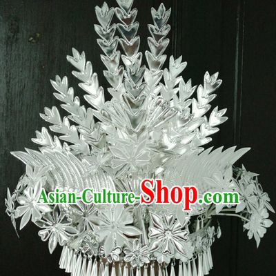 Traditional Chinese Miao Princess Empress Queen Brides Wedding Headpieces Hair Fascinators Jewelry Decorations Hairpins Phoenix Crown Coronet