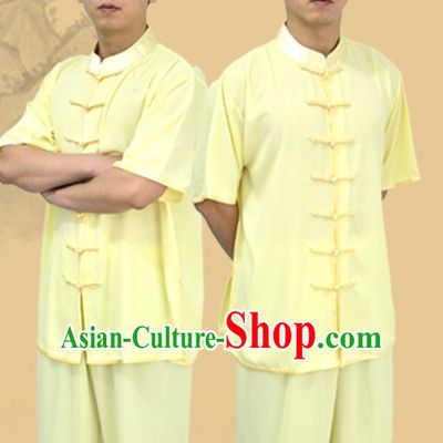 Top Yellow Kung Fu Outfit Martial Arts Uniform Kung Fu Training Clothing Gongfu Suits for Men Women Adults Children