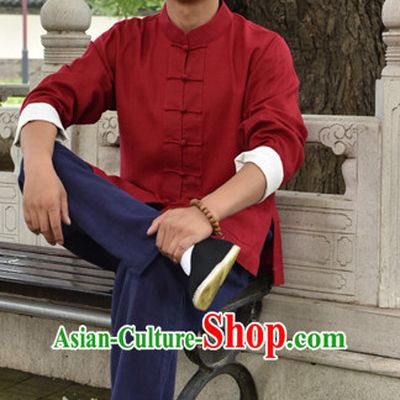 Top Mandarin Kung Fu Outfit Martial Arts Uniform Kung Fu Training Clothing Gongfu Flax Suits for Men Women Adults Children