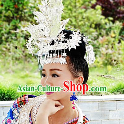 Chinese Princess Miao Tribe Headwear Silver Hat