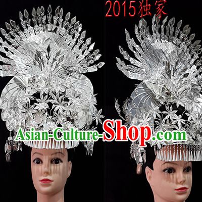 Chinese Princess Miao Tribe Headwear Silver Hat Phoenix Headwear
