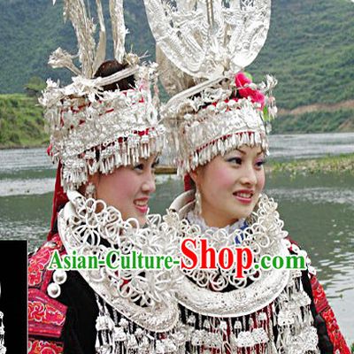 Chinese Princess Miao Tribe Headwear Silver Hat Phoenix Headwear