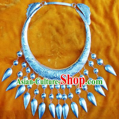 Chinese Princess Miao Tribe Silver Necklace