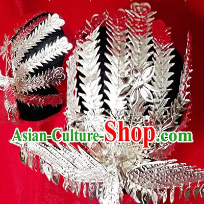 Chinese Princess Miao Tribe Headwear Silver Hat Phoenix Headwear