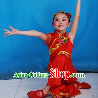 Traditional Chinese Han Ethnic Dance Costume Complete Set for Children