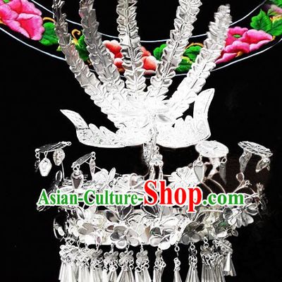 Chinese Princess Miao Tribe Headwear Silver Hat Phoenix Headwear