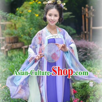 Chinese Style Dresses Kimono Dress Tang Dynasty Outfit and Hair Accessories Complete Set for Women