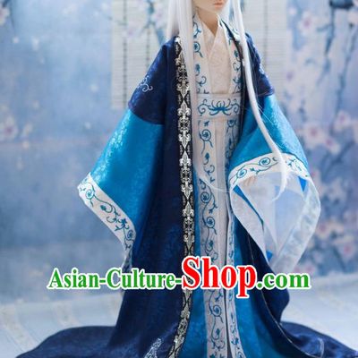 Ancient Chinese Style Dresses Clothing Clothes Han Chinese Costume Hanfu and Hair Jewelry Complete Set for Men Adults Children
