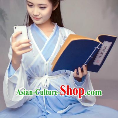 Ancient Chinese Style Dresses Taoist Nun Clothing Clothes Han Chinese Costume Hanfu and Hair Jewelry Complete Set for Women Adults Children