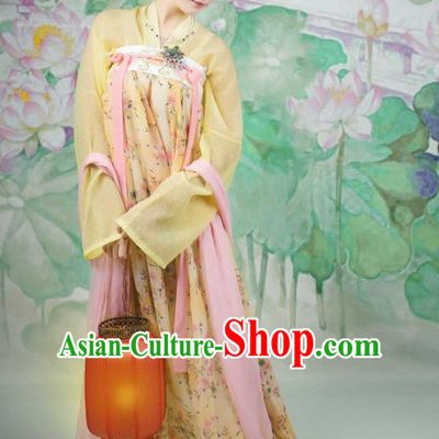 Ancient Chinese Style Dresses Tang Dynasty Clothing Clothes Han Chinese Costume Hanfu and Hair Jewelry Complete Set for Women Adults Children
