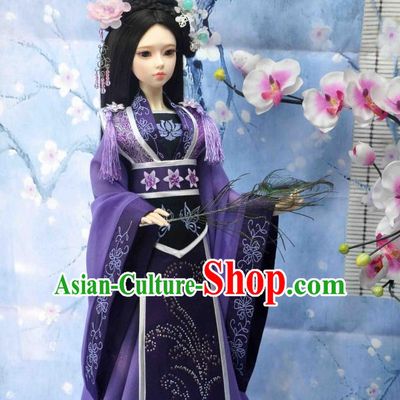 Ancient Chinese Style Princess Handmade Hair Jewelry and Black Long Wigs