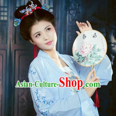 Ancient Chinese Style Princess Handmade Hair Jewelry and Black Long Wigs