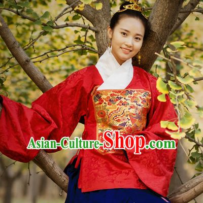 Chinese Style Dresses Kimono Dress Song Dynasty Empress Princess Queen Outfits and Hat Complete Set for Women