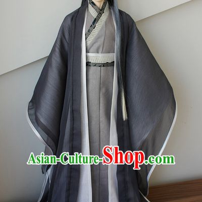 Ancient Chinese Poet Hanfu Costumes for Men Boys Adults Kids