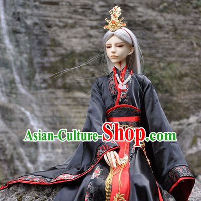 Ancient Chinese Prince Emperor Hanfu Costumes and Headwear Complete Set for Men Boys Adults Kids