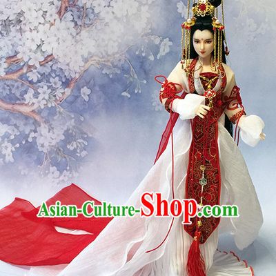 Ancient Chinese Palace Imperial Royal Princess Empress Queen Hanfu Costumes and Hair Accessories Complete Set for Women Girls Adults Kids