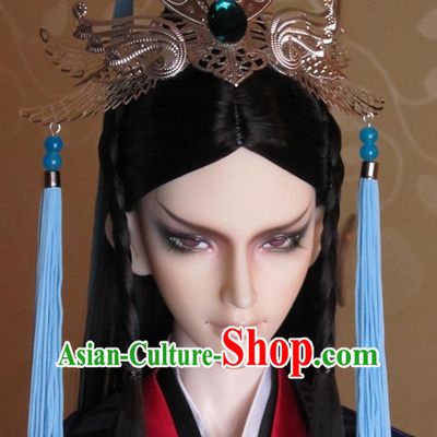 Ancient Chinese Prince Emperor Headwear Headpieces Hair Accessories Crown Coronet Set for Men Boys Adults Kids