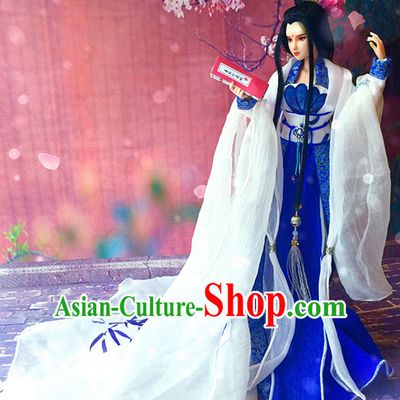 Ancient Chinese Palace Imperial Royal Princess Empress Queen Hanfu Costumes and Hair Accessories Complete Set for Women Girls Adults Kids