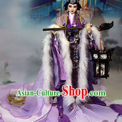 Ancient Chinese Palace Imperial Royal Princess Empress Queen Hanfu Costumes and Hair Accessories Complete Set for Women Girls Adults Kids