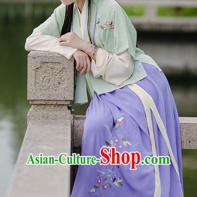 Chinese Style Dresses Kimono Dress Han Dynasty Outfits and Hat Complete Set for Girls