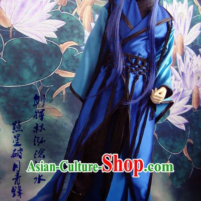 Chinese Style Dresses Chinese Swordsman Clothing Clothes Han Chinese Costume Hanfu and Hair Jewelry Complete Set for Men Adults Children