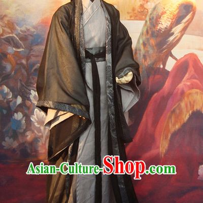 Chinese Style Dresses Chinese Swordmen Clothing Clothes Han Chinese Costume Hanfu and Hair Jewelry Complete Set for Men Adults Children