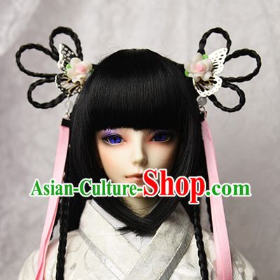 Ancient Chinese Black Wigs and Hair Accessories