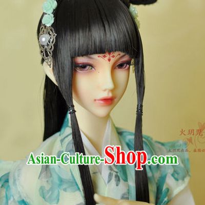 Ancient Chinese Female Princess Black Wigs and Hair Accessories Set