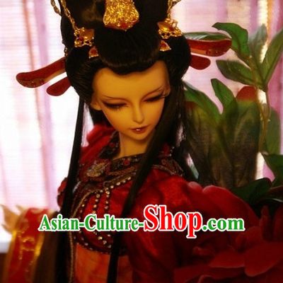Ancient Chinese Female Princess Queen Empress Black Wigs and Hair Accessories Set
