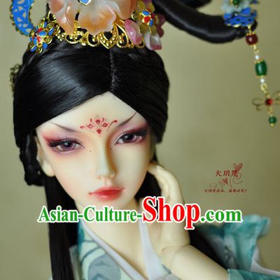 Ancient Chinese Female Princess Queen Empress Black Wigs and Hair Accessories Set